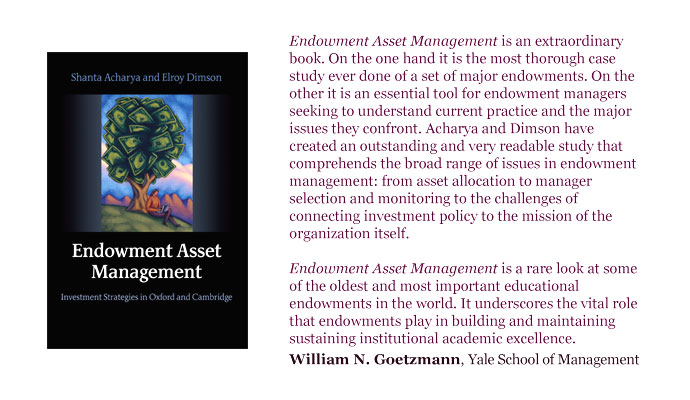 Image of book cover for 'Endowment Asset Management: Investment Strategies in Oxford and Cambridge'
